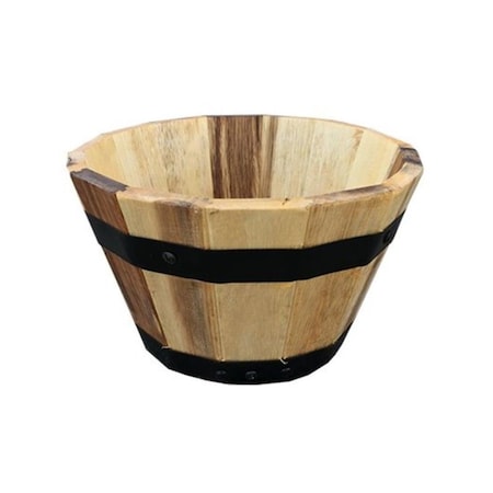 New Courtyard 10 x 6 in. Wood Barrel Wood Planter NE3241871